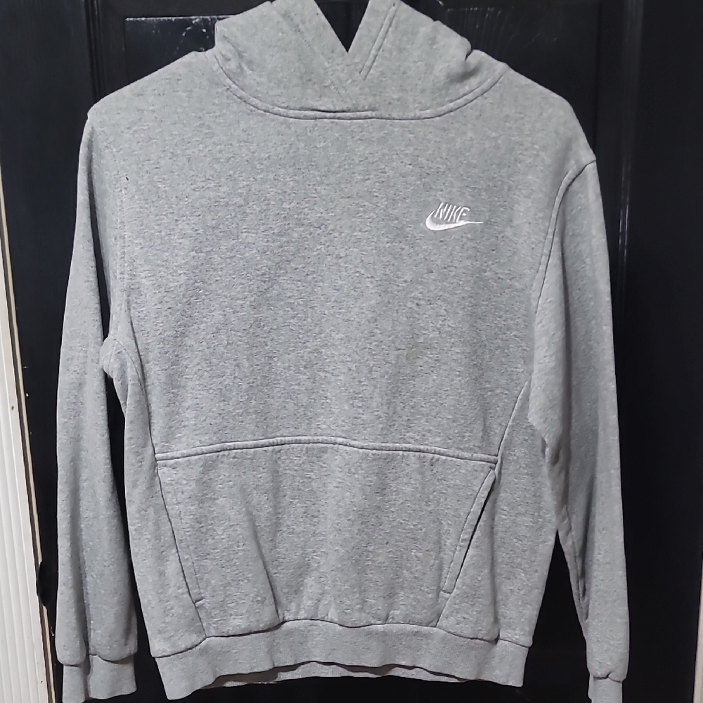 Nike Light Grey Kids Hooded Sweatshirt with White Swoosh